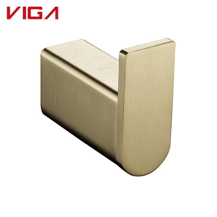 Newest Design Shining Gold Hooks Stainless Steel Coat Hook Bathroom Wall Mounted Single Robe Hook