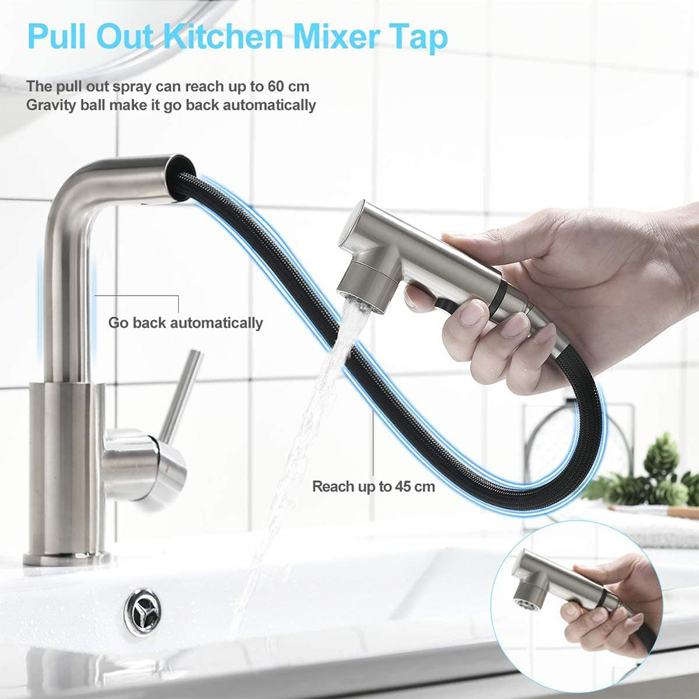 Single Handle Pull Down Sprayer RV Farmhouse Utility Kitchen Bar Sink Faucet