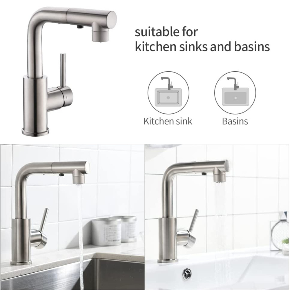 Single Handle Pull Down Sprayer RV Farmhouse Utility Kitchen Bar Sink Faucet