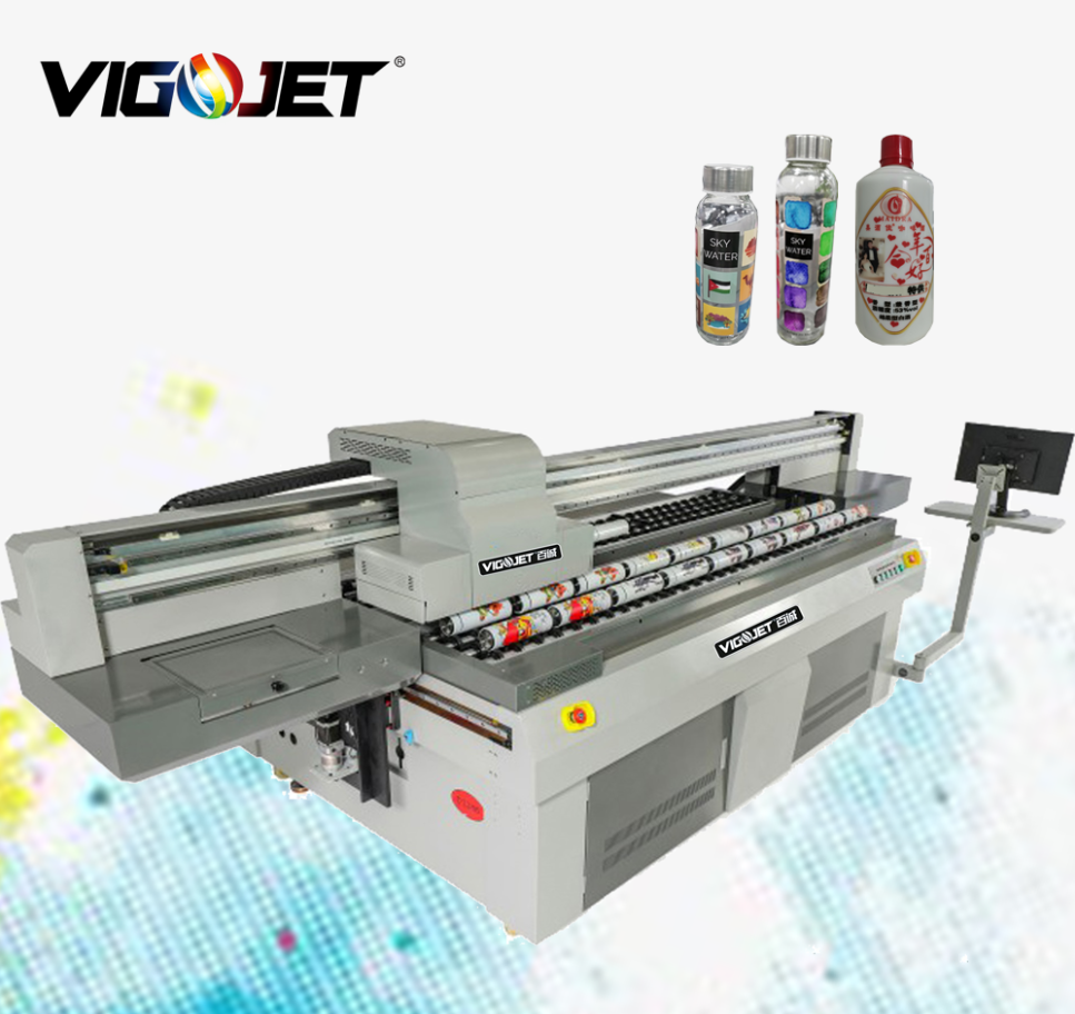 Vigojet uv flatbed printer 2513 cylinder pet bowl/dog bowl/wine tumbler printer