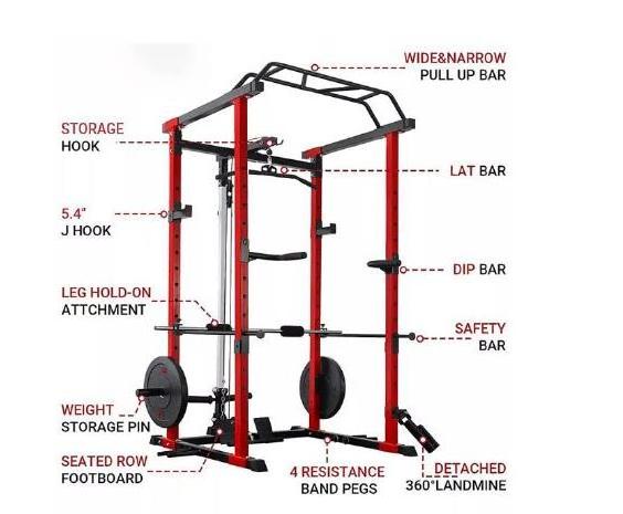 VIGFIT multi function station monster gym equipment squat power cage rack with lat pull down