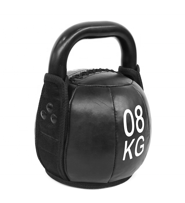 New design Soft PU compound 8kg Kettlebell with special plastic or steel handle