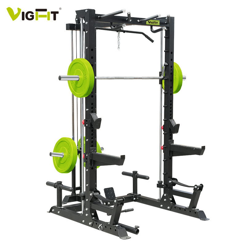 VIGFIT functional trainer commercial adjustable power gym equipment smith machine squat rack with lat pull down and cables