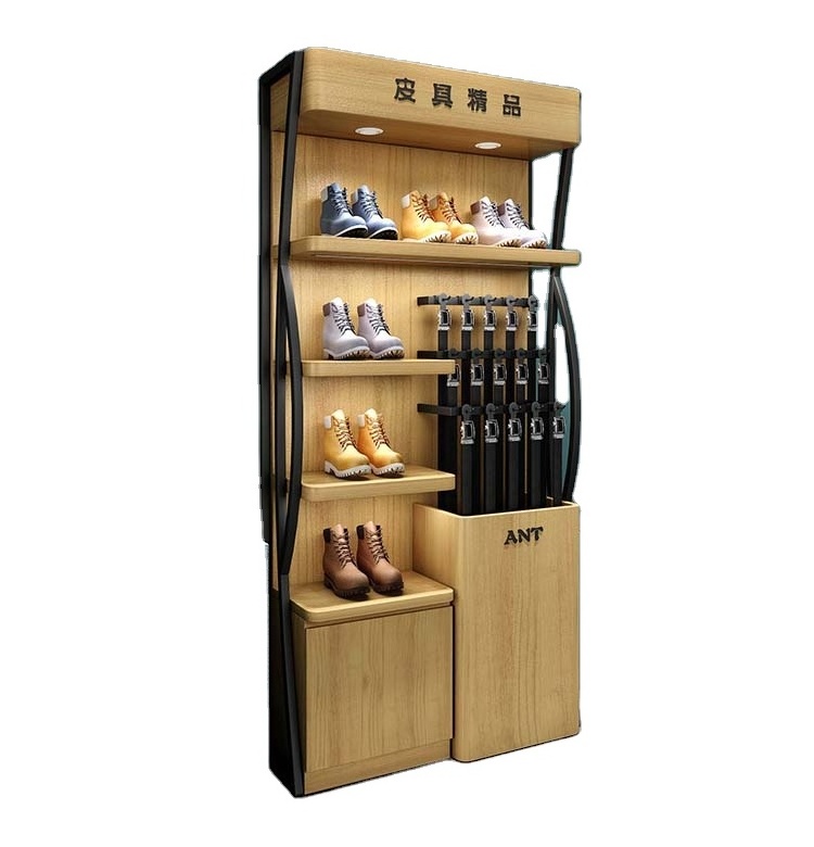 belt stand display rack wooden display shelf rack garment rack acrylic display wood MDF bag showing stand with LED lighting