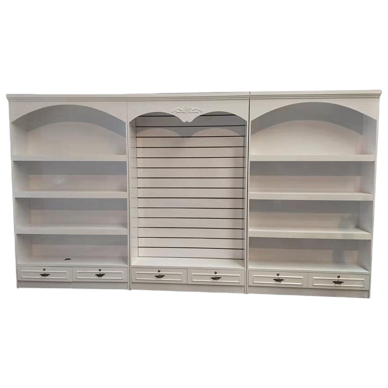 white wood slatwall panel pvc shelving champagne wall stand