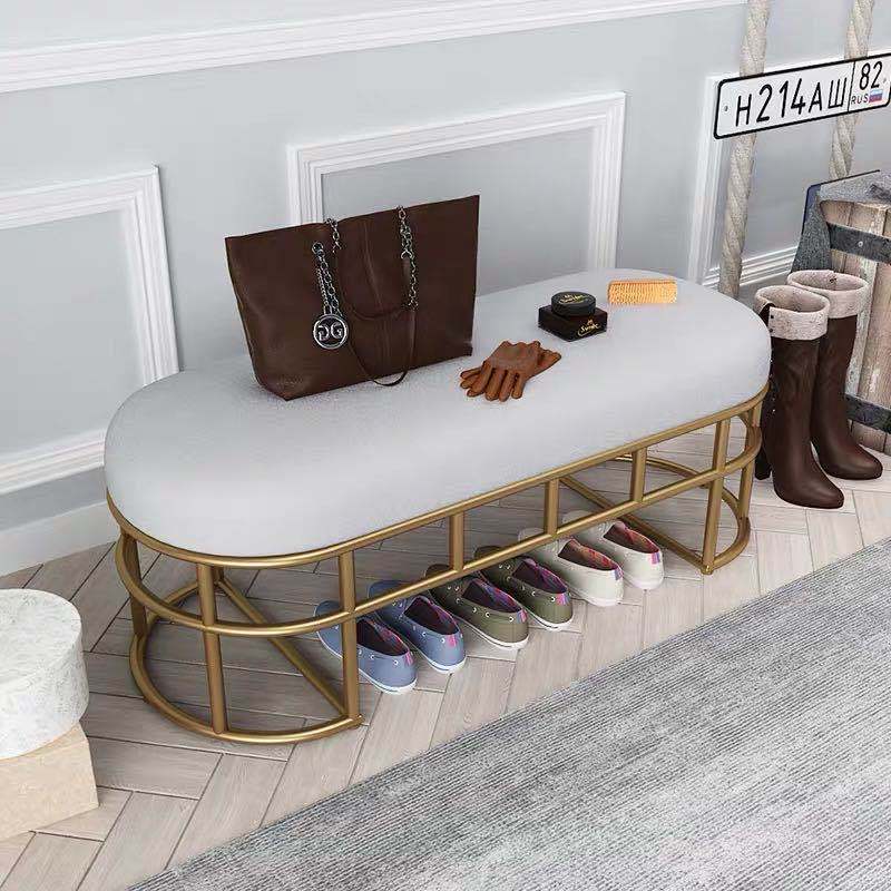 Shoe Rack Bench with Cushion Shoes Stool Entryway Storage Shelf Natural Bamboo Fitting Room Sitting Stool Long velvet Bench