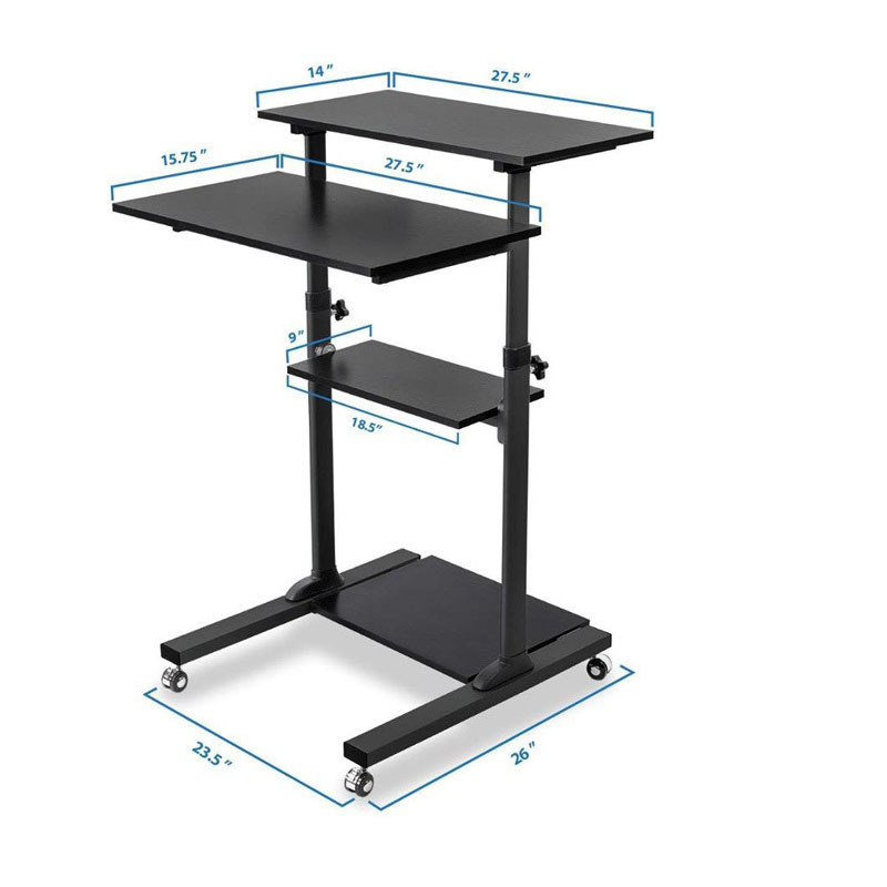 single movable office workstation foldable desk with wheels computer desk on wheels adjustable height work desk standing frame