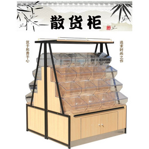 Wooden candy display rack supermarket acrylic candy bar display rack snack display racks for groceries and snacks food stand