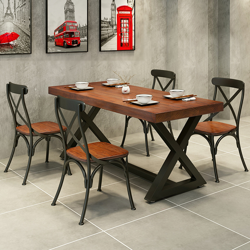 wrought iron rustic dinning table sets  comedores Chinese style restaurant dining table sets wooden antique furniture sets