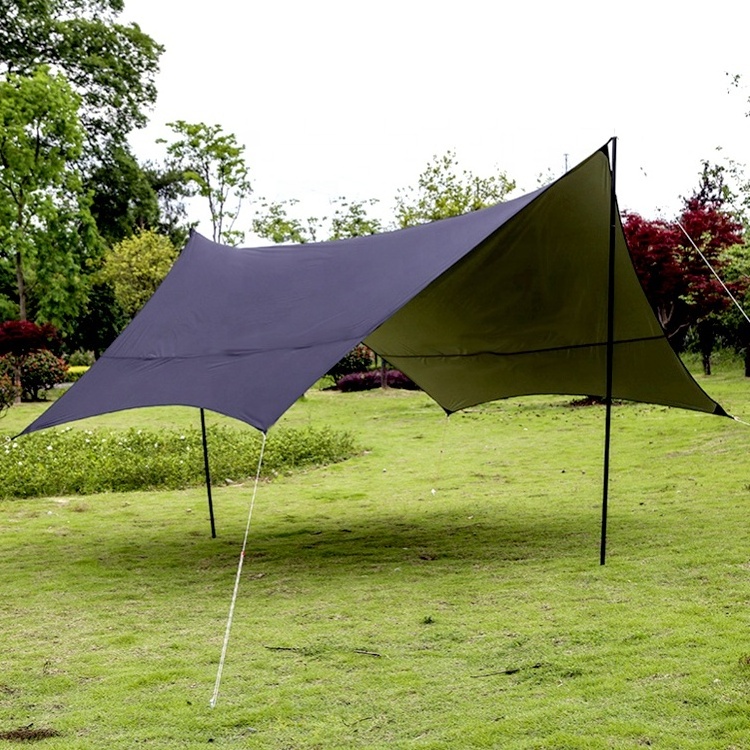 Lightweight Hammock Sun Shelter Shade Tent Tarp Awning Canopy with Poles and Stakes for Outdoor Camping Hiking Backpacking Picni