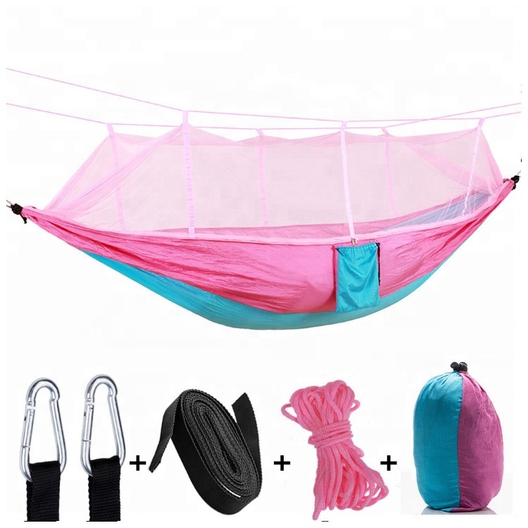 Summer Outdoor Mosquito Net Ripstop Nylon Customized Printed Backpacking Camping Hammock with carry bag