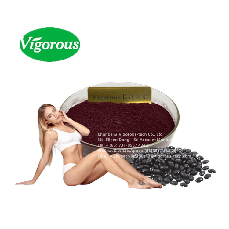 Natural pigment black soybean hull extract Skin Whitening Organic Black Bean Hull Extract for health cosmetic