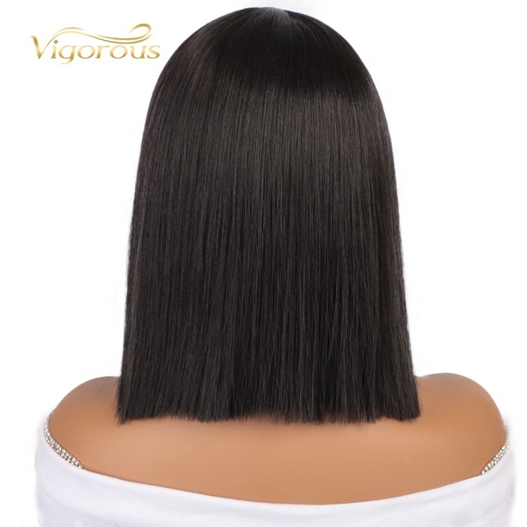 Lowest Price Fiber Short Straight Bob Heat Resistant Bob Cut Black Afro Vendors Glueless Lace Front Wig Synthetic