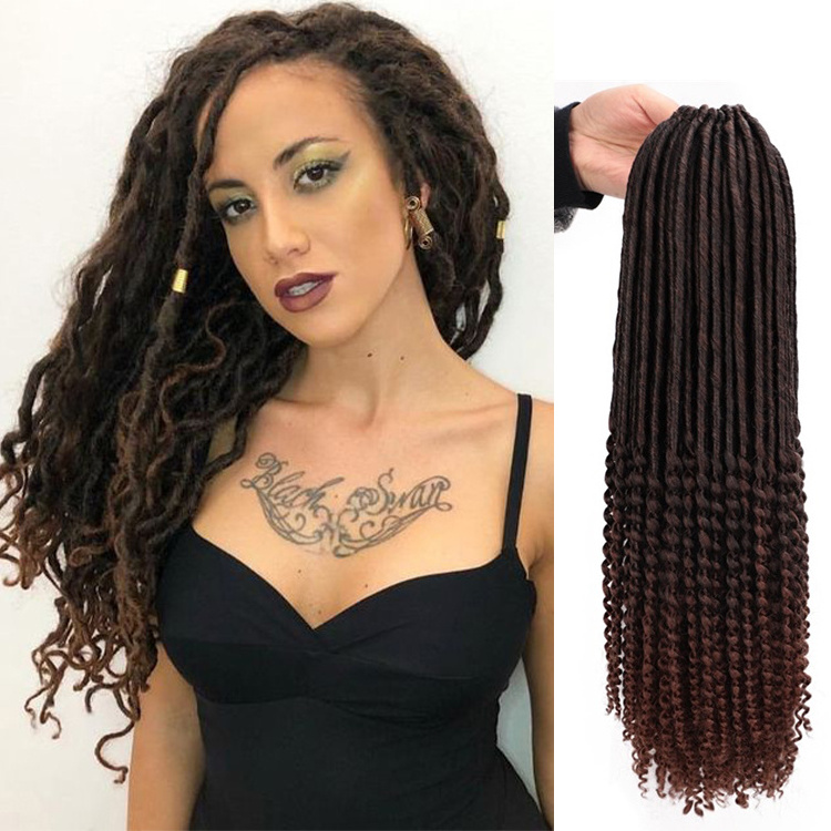 Vigorous Soft Faux Locs Ombre Twisted Hair Synthetic Dreadlocks Crochet Braiding Goddess Locs Crochet Braids Hair Extension