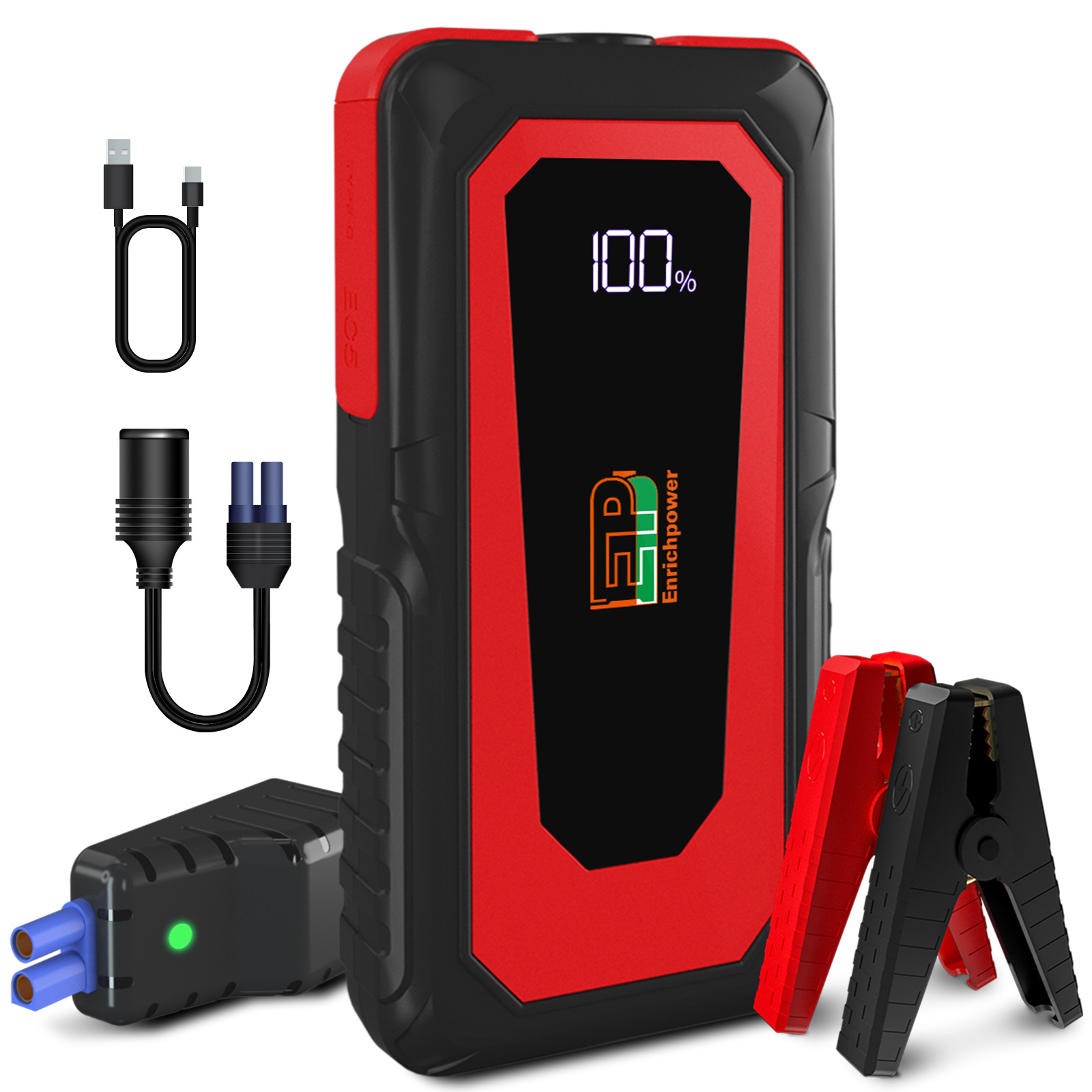 12V 2000mAh Portable Quick Charging Car Booster Pack Car Battery Jump Starter Diesel Engines with LED