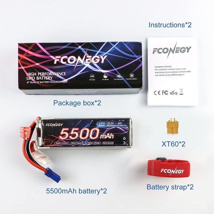 6S 22.2V 60C 5500mAh  Lipo Battery Soft Case Battery With XT90 Plug for RC Buggy Monster Car Boat Truck