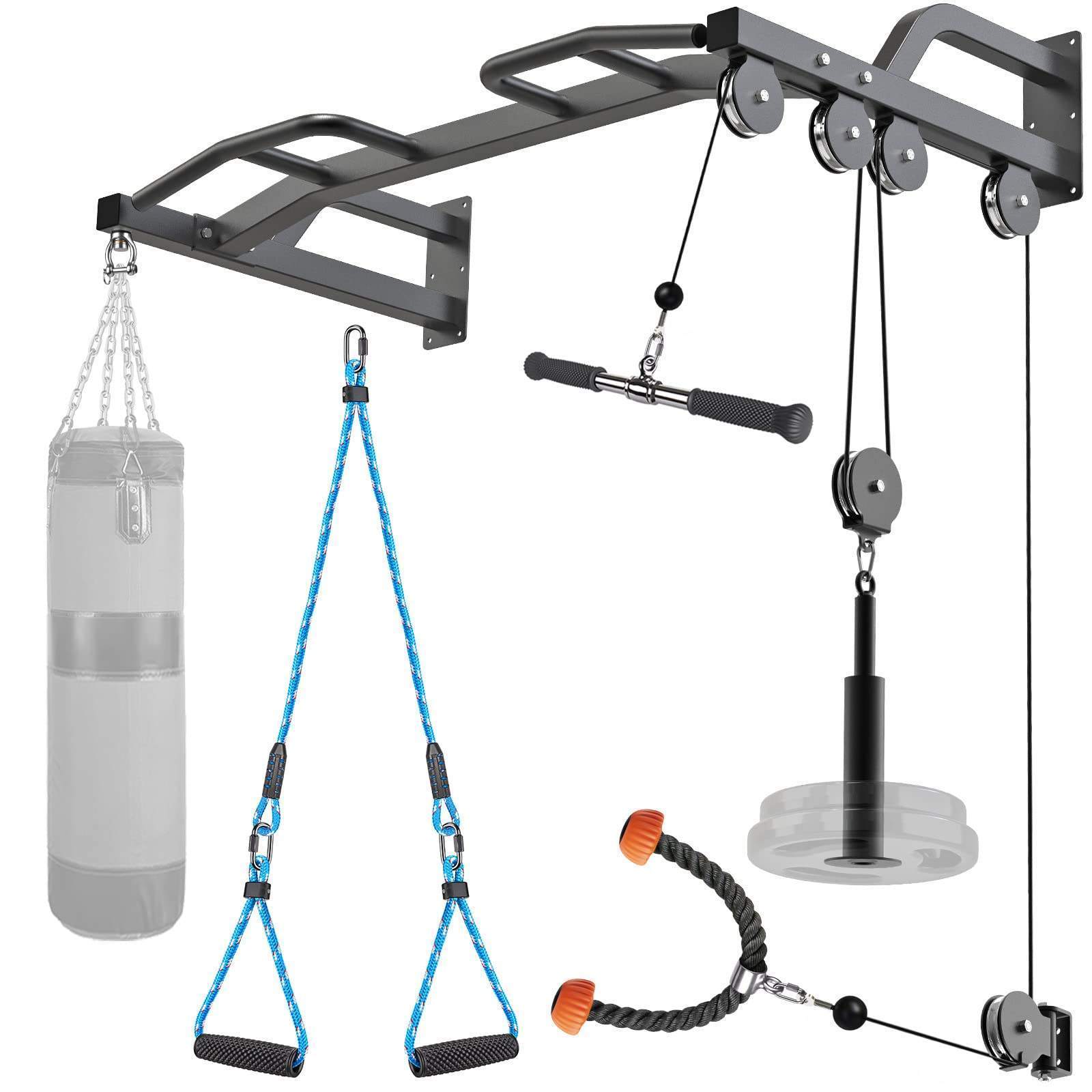 Professional Muscleup Training Heavy Duty Wall Mounted Doorway Pull Up Bar With Multifunction Cable Pulley System