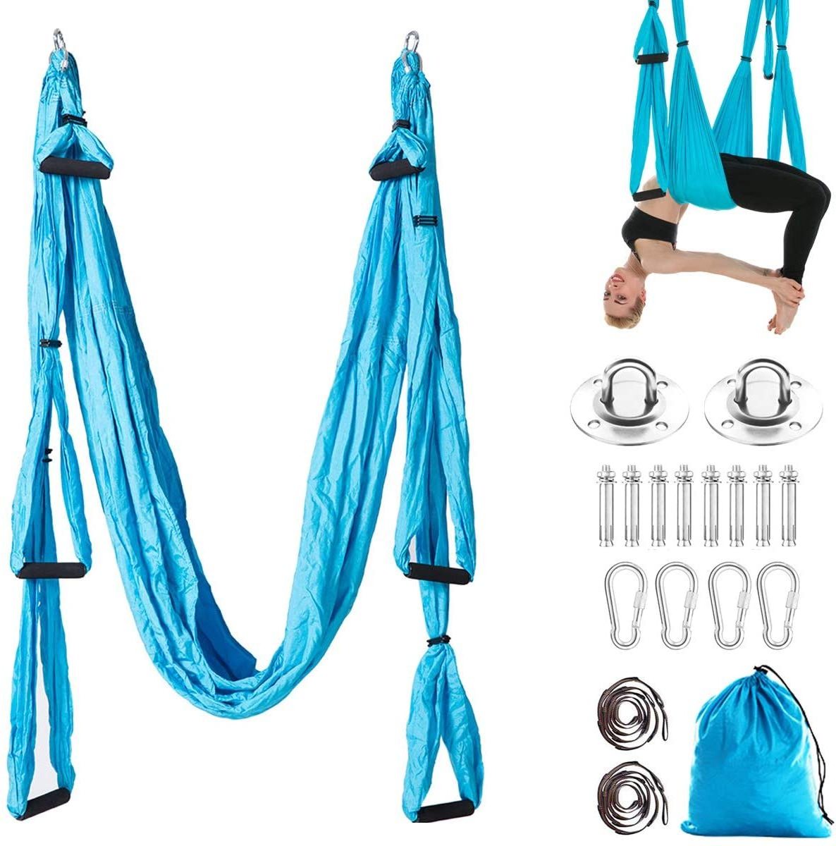 Aerial Yoga Swing Yoga Hammock Set Kit Ultra Strong Antigravity Yoga Flying Sling Inversion Swing Tools with Extension Straps