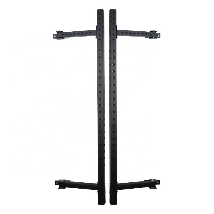 Folding Wall-Mounted Squat Rack with Pull Up Bar and J Hook Free Standing Strength Bodyweight Exercise Stand