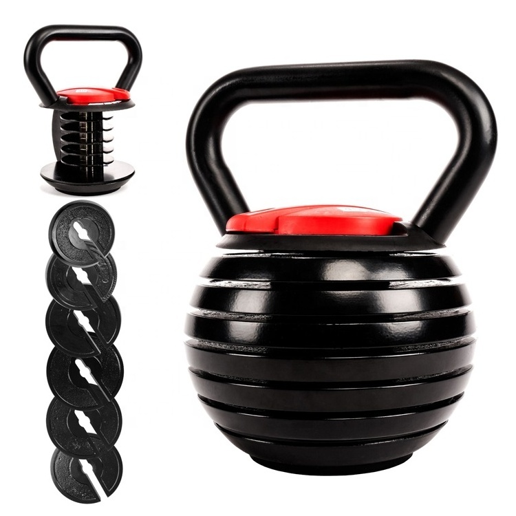 VIGOR 9KG 20LB Vinyl Coated Cast Iron Adjustable Kettlebell Weights Set Kettle Bell