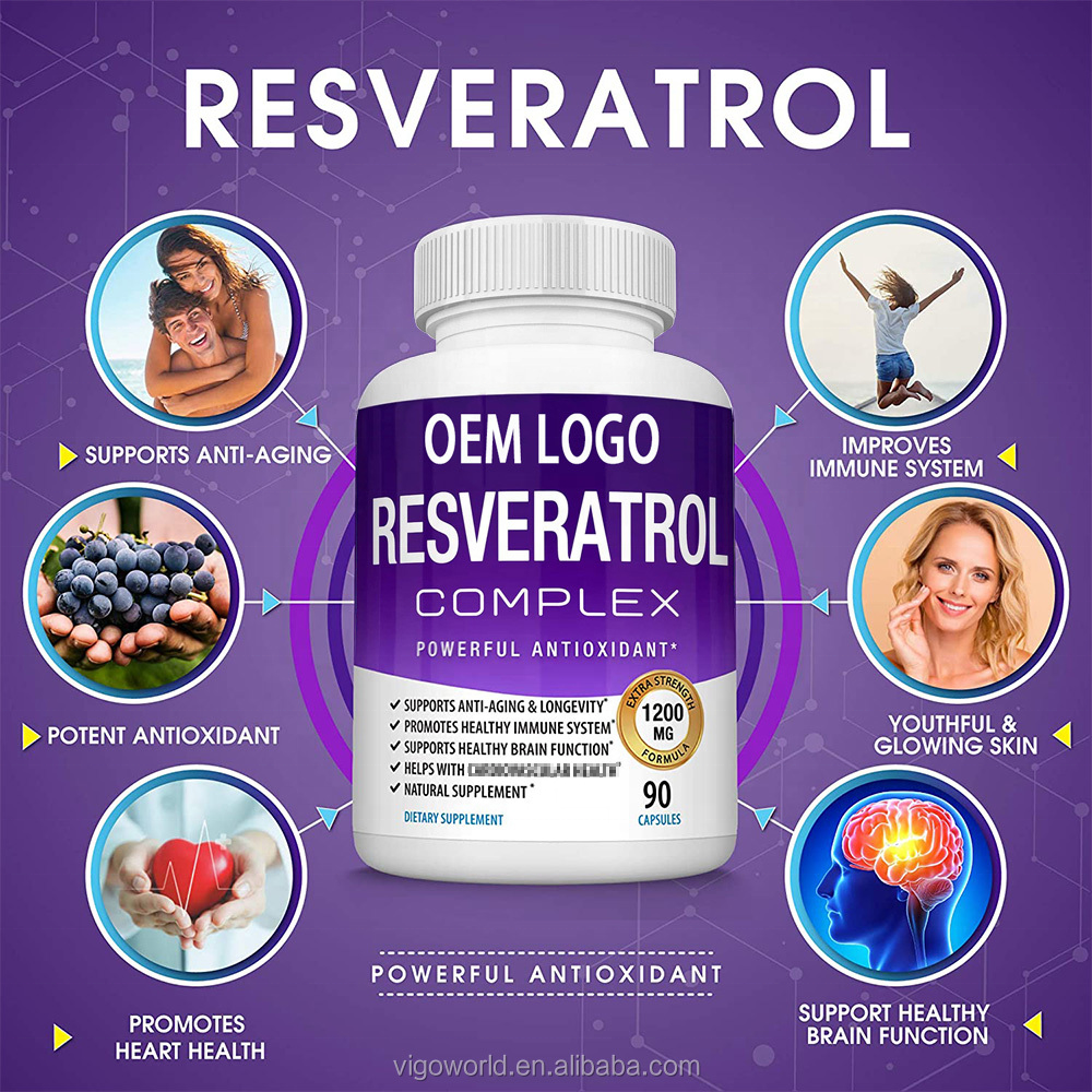 Organic Trans Resveratrol 1200mg Softgel Capsule Immune System Booster Skin Care Healthy Aging Nootropic for Enhanced Well-Being