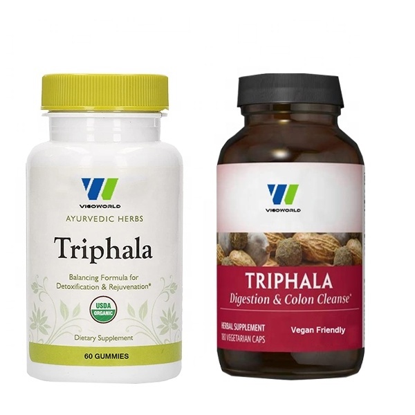 Customized Wholesale Formula Triphala Herbal Supplement Gummies Natural Support Digestion Immune System Powder Capsule Types