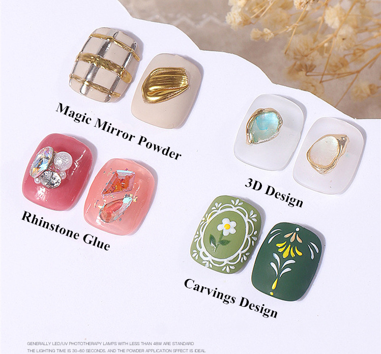 Custom logo private label Magic nail no wipe mirror powder styling gel rhinestones decoration diamond gel glue for nails