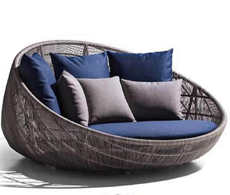 Modern style outdoor furniture garden patio pool leisure chaise round rattan wicker daybed