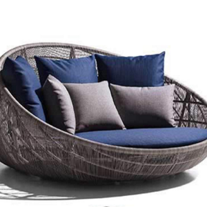 Modern style outdoor furniture garden patio pool leisure chaise round rattan wicker daybed