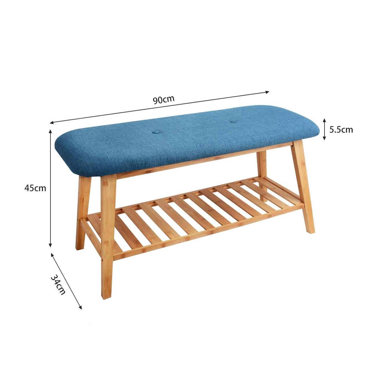 New design bamboo Shoe Rack Bench with 2 Tiers Display Storage and Organizer shoe rack with soft cushion bench