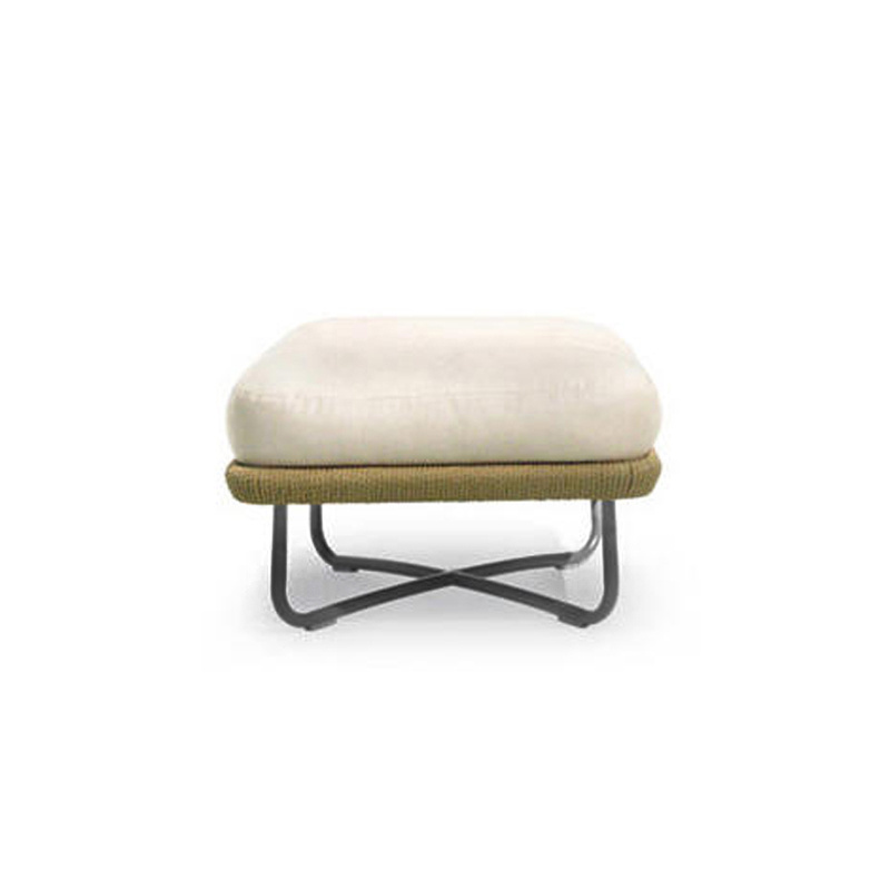 Contemporary outdoor leisure furniture X shaped aluminum base fabric upholstered ottoman stool