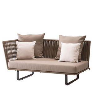 Outdoor furniture modern style rattan sofa unit leisure right armrest two person couch corner sectional chaise lounge