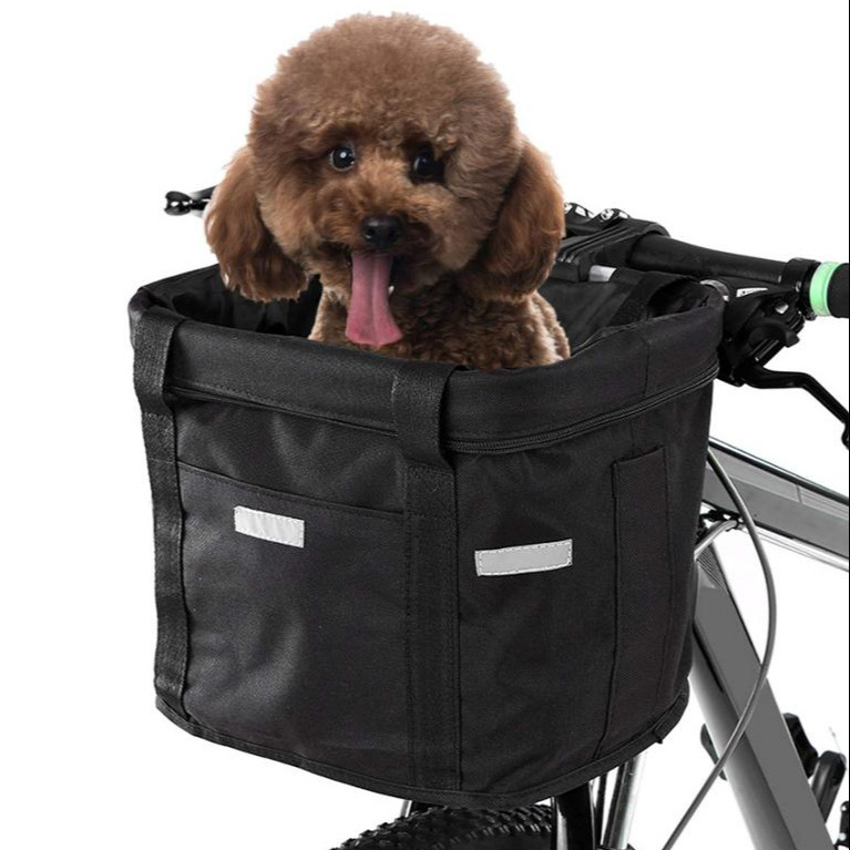 Removable Bicycle Handlebar Basket Detachable Bag Folding Small pet tote bag bike pet carrier bag