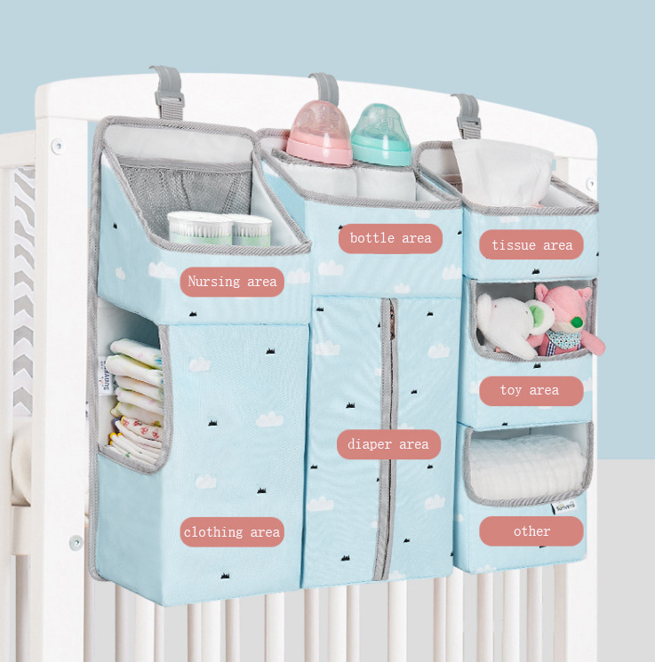 Diaper Caddy Organizer Hanging Diaper Caddy for Baby Crib Table Wall car Large Storage Bag Nursery Organizer