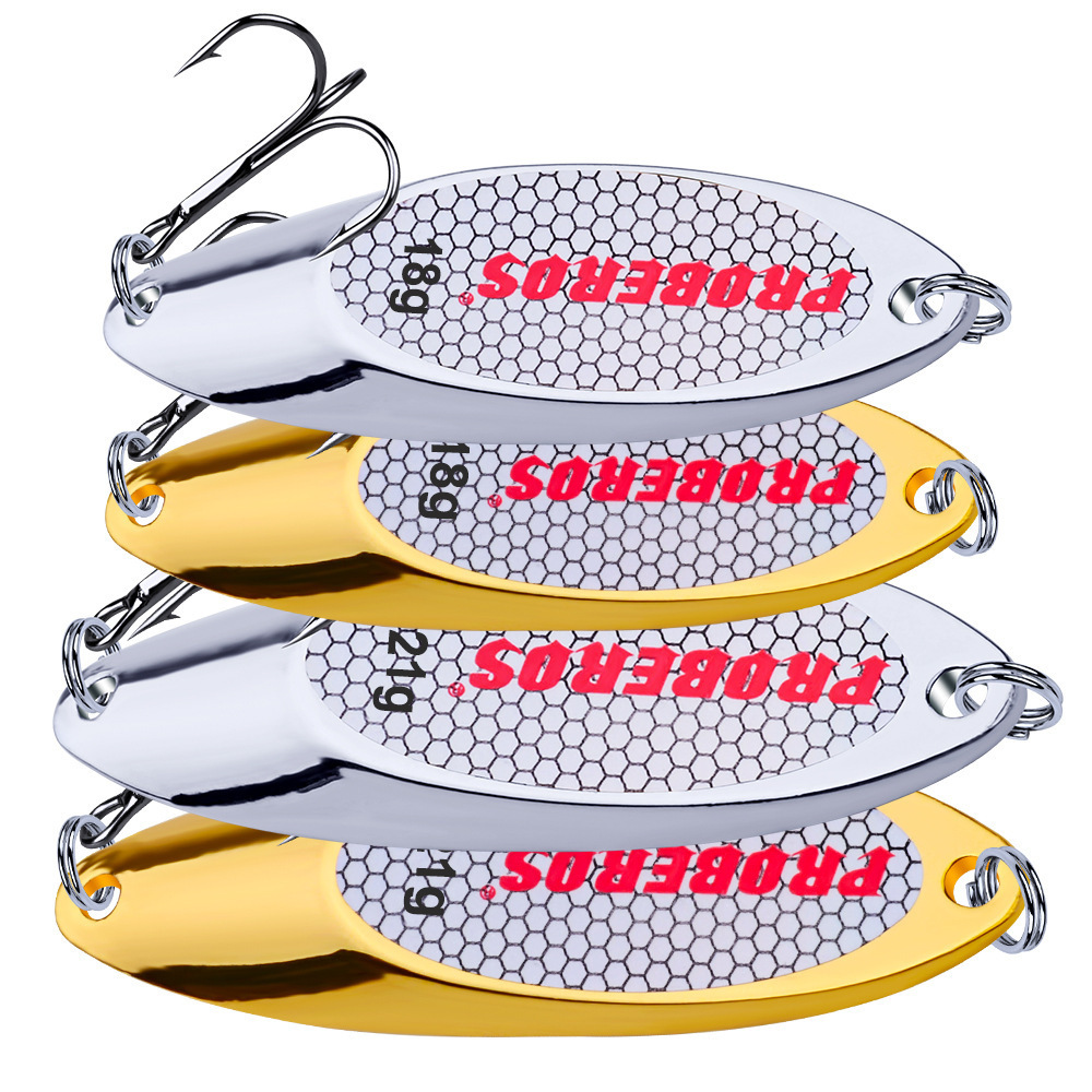 SaltWater Fish  3-60gram Fishing Spoon Metal Gold Silver Color Spoon Lures for Trout with Treble Hook