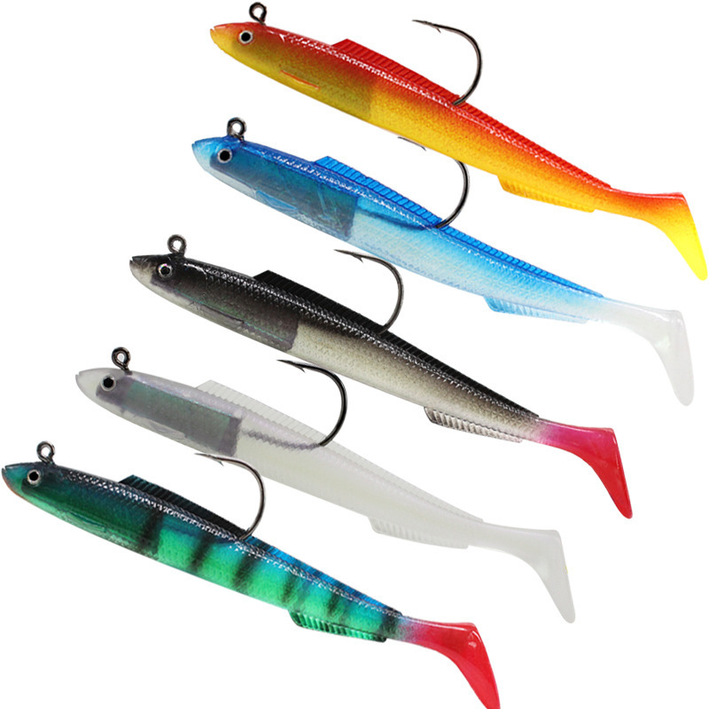 Soft Bait 10g 30g Eel T-Tail Jigging Lure with Proof Hooks Snig Head Jig Wobbler Fishing Tackle for River Lake Stream