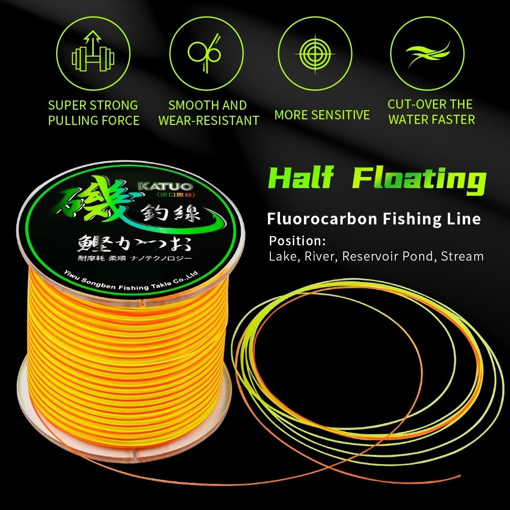 Half Floating Fluorocarbon Fishing line 150m, 500m Cut-over the Water Faster Nylon Abrasion Resistance Fishing Line