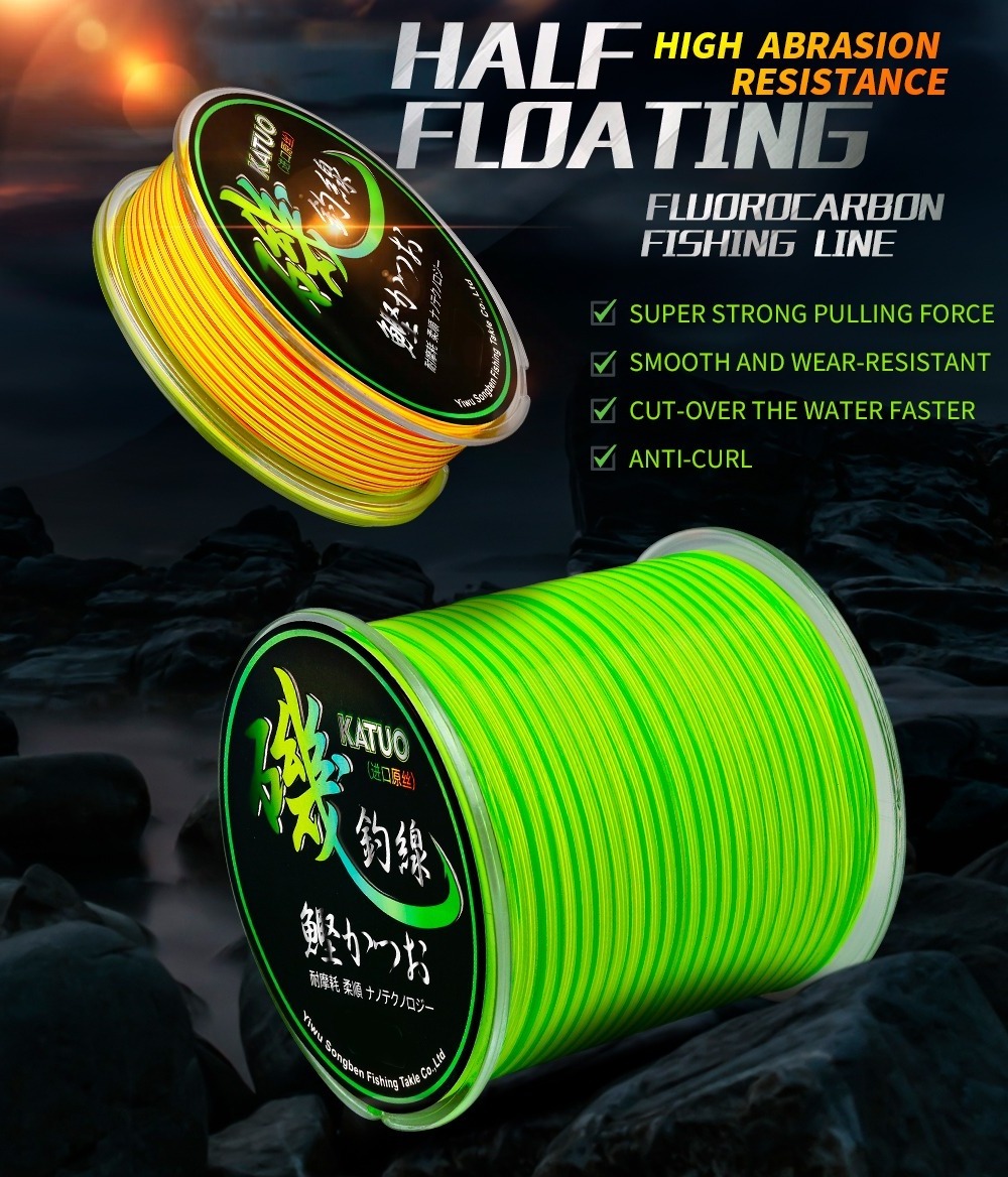 Half Floating Fluorocarbon Fishing line 150m, 500m Cut-over the Water Faster Nylon Abrasion Resistance Fishing Line