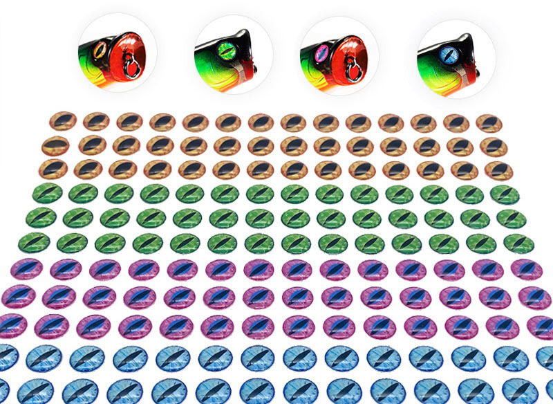 Fishing Lure Eyes 3mm-12mm 3D Lure Eye Self Stick Lizard  Reptile Fish Eyes Jig Stickers for DIY Lure Blanks