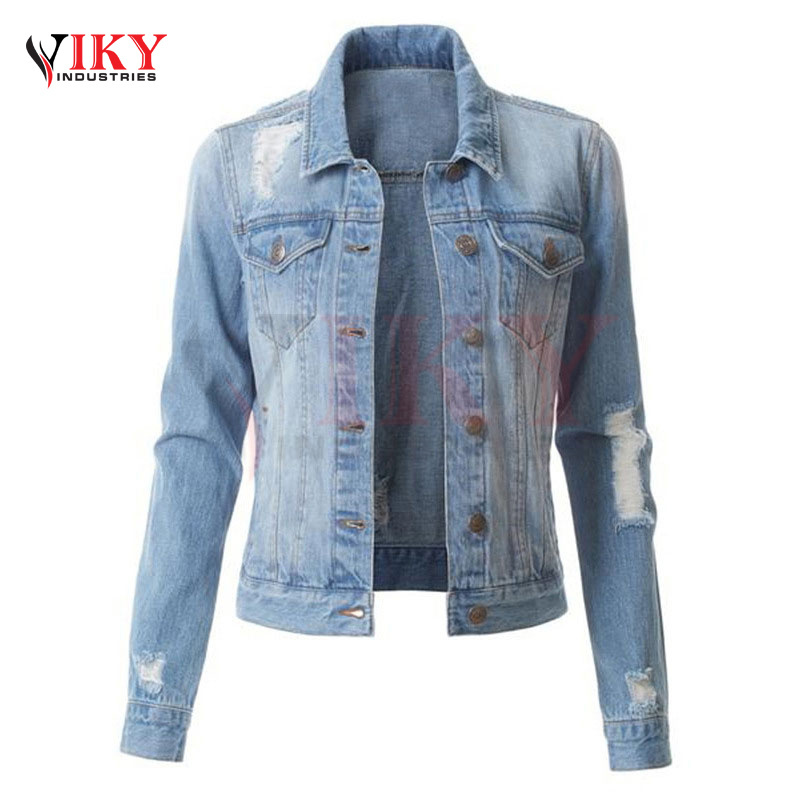 Manufacturers Custom Denim Jeans Jacket For Men Button Up Plus Size Jacket Jeans