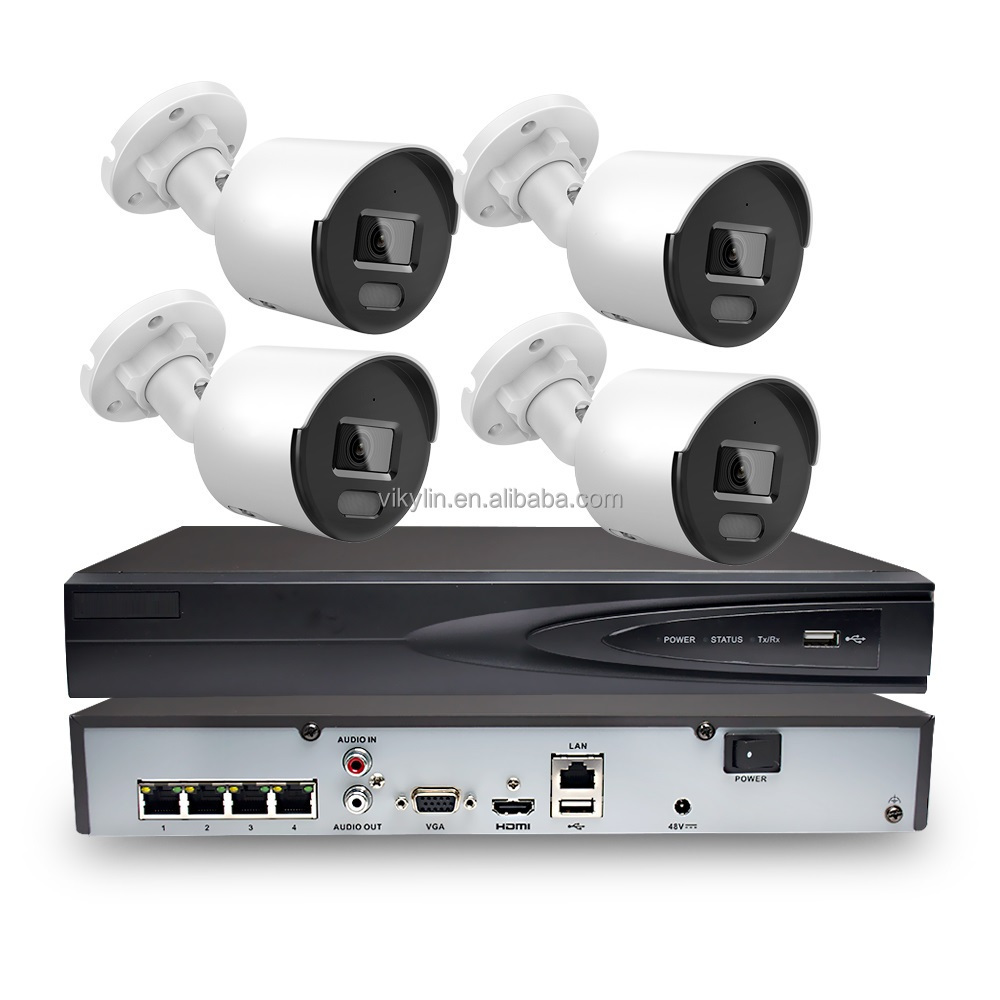 HIK-Conect app 5mp 4k 8mp 4ch  8ch 16 Channel HD AI Ip Poe Nvr Home Outdoor Security Camera Surveillance Cctv System Kit