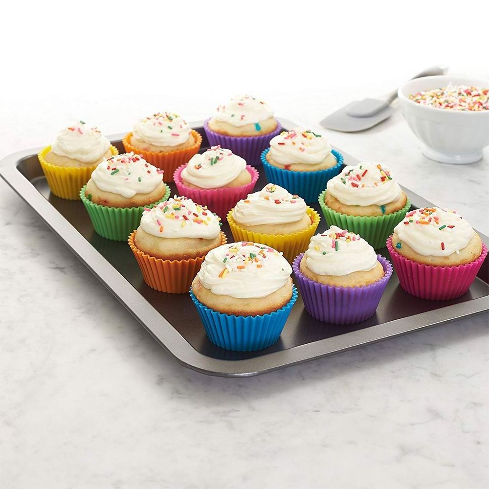 Custom Reusable Standard Size Non-stick Cake Baking Muffin Cups Molds Silicone Cupcake Liner