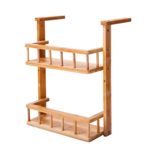 Natural Wholesale 3 Tier Kitchenware Wood Wall Mounting Hanging Bamboo Fridge Storage Spice Rack Kitchen Refrigerator Side Rack