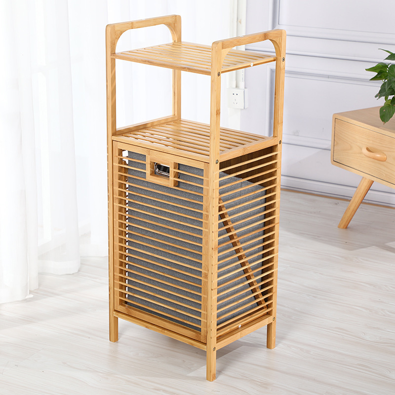 Bamboo fabric laundry basket bathroom bamboo storage rack