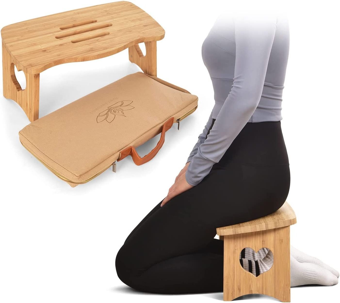 Folding Meditation Bench with Kneeling Meditation Bench Kneeling Stool