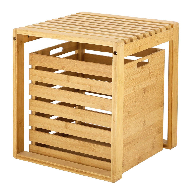 Bamboo Storage Bench with Storage Boxes,Shoe Cabinet Storage Unit Bench Dressing Room and Bathroom Stand