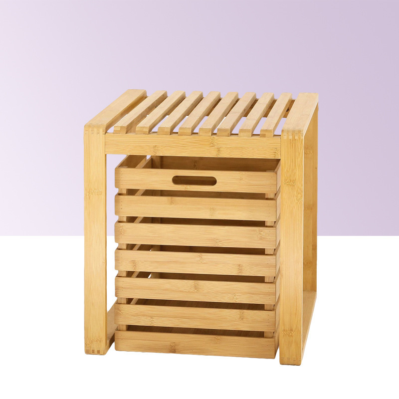 Bamboo Storage Bench with Storage Boxes,Shoe Cabinet Storage Unit Bench Dressing Room and Bathroom Stand