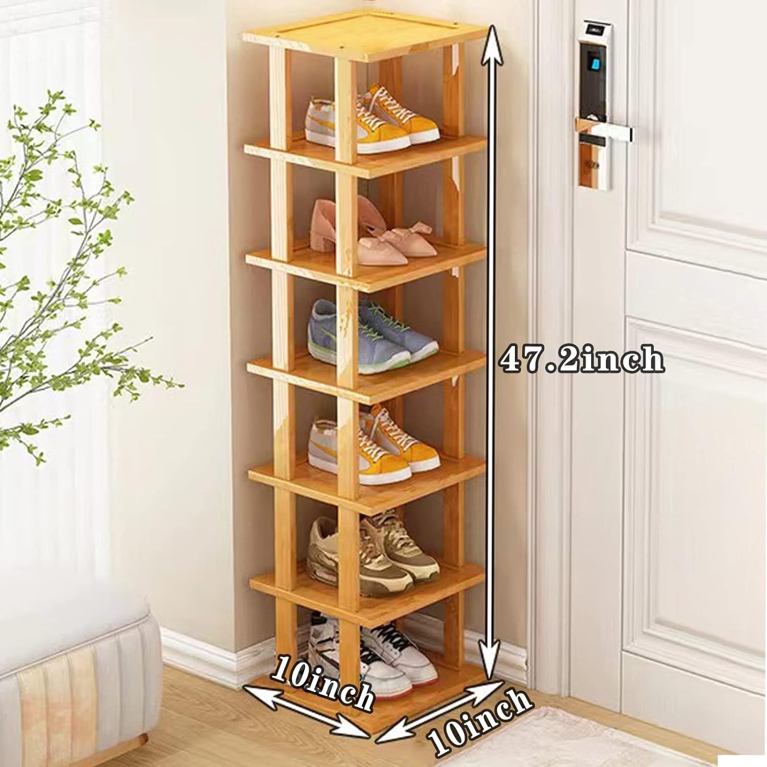 Bamboo Shoe Rack - Vertical Shoe Rack for Small Spaces