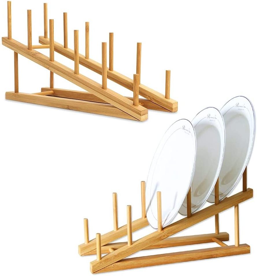 Customize Cheap Bamboo Collapsible Dish Drying Rack Shelf Dish Rack Drainer Kitchen Organizer Holder Shelf