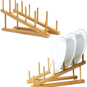 Customize Cheap Bamboo Collapsible Dish Drying Rack Shelf Dish Rack Drainer Kitchen Organizer Holder Shelf